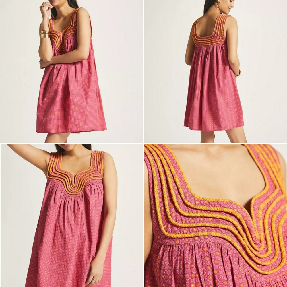 Anthropologie Let Me Be Swing Tunic Dress Pink Cotton Size Medium